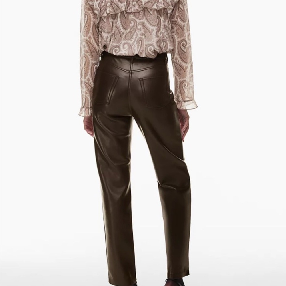 Aritzia Wilfred Vegan Leather Straight Leg Pants – Dark Brown – Women’s 16 – EUC